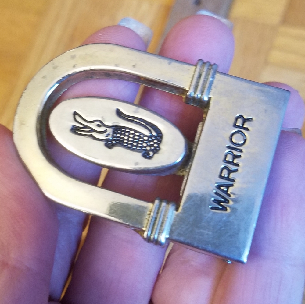 RARE Vintage Lacoste leather embossed monogrammed belt and buckle Warrior - Picture 4 of 11